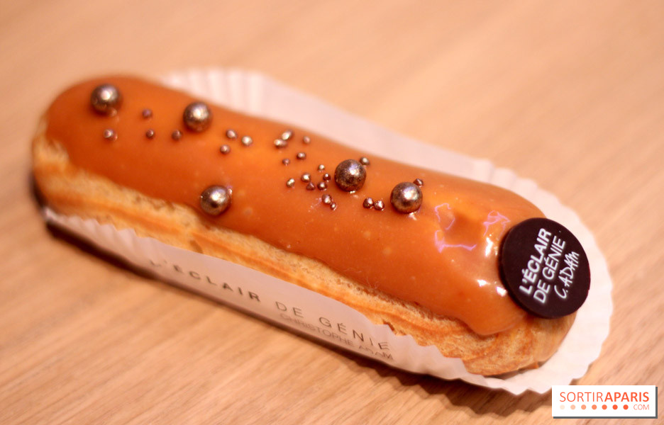 L'Éclair de Génie signature dishes Caramel Beurre Salé (Salted Butter Caramel) ÉclairPraliné Noisette (Hazelnut Praline) ÉclairChocolat Grand Cru ÉclairFramboise Passion (Raspberry Passionfruit) Éclair